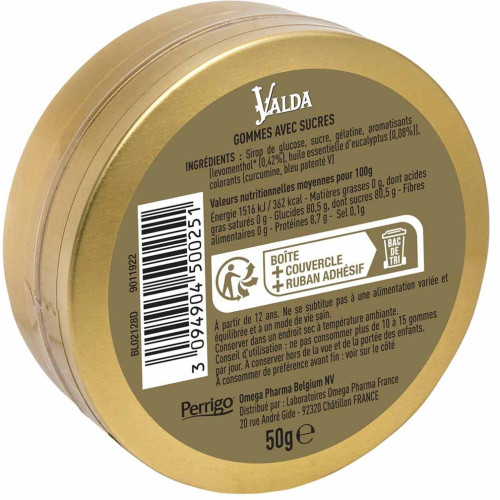 VALDA Gommes Menthe Eucalyptus 50g - Soulagement rapide sur