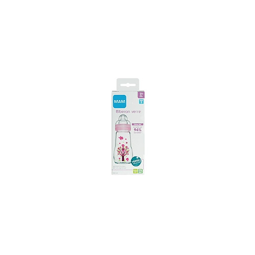 MAM Biberon Verre Rose 260ml - Apaisement Instantané
