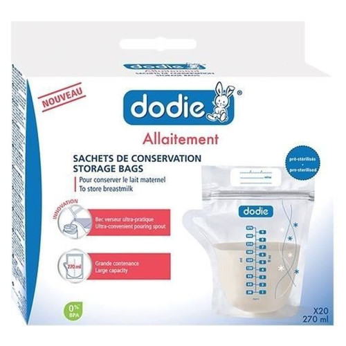 Dodie Sachets Conservation Lait Maternel 20x270ml, Anti-Fuites