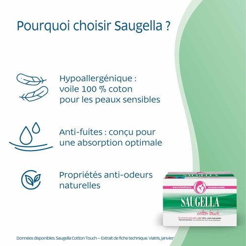 Saugella 10 Serviettes Maternité - Confort et Hygiène