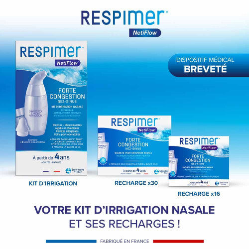 Respimer NetiFlow Kit Nasal 1+6 Sachets - Soulage et Assainit