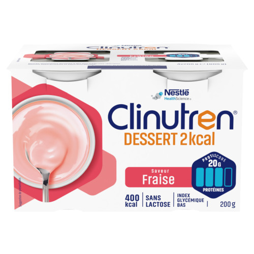 NestléHealthScience CLINUTREN DESSERT HP/HC+ Fraise 4x200mL