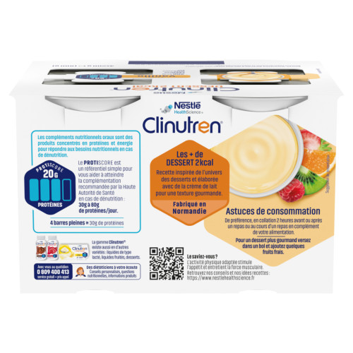 NestléHealthScience CLINUTREN DESSERT HP/HC+ Vanille 4x200mL