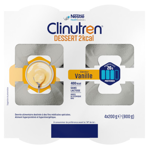 NestléHealthScience CLINUTREN DESSERT HP/HC+ Vanille 4x200mL