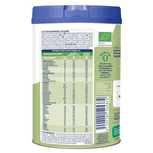 Picot Lait 1er Age Bio 800g - Nourriture Bébé
