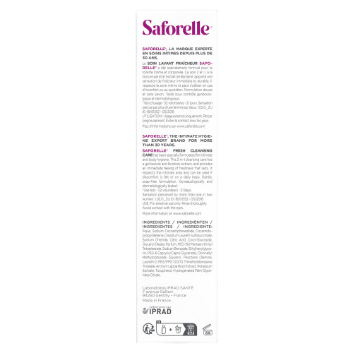Saforelle Soin Lavant Fraîcheur 250ml - Confort et Fraîcheur