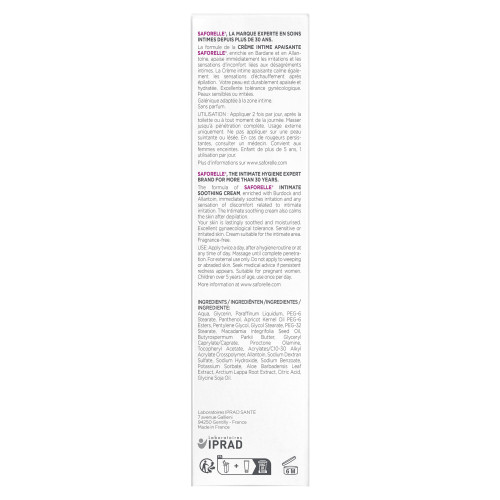 Saforelle Crème Apaisante Intime 100ml - Apaise et Hydrate