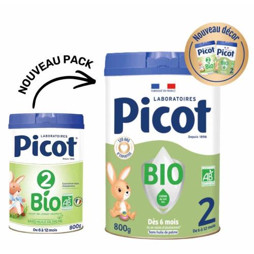 PICOT Lait 2ème âge Bio 800g - Alimentation bébé 6-12 mois sans palme