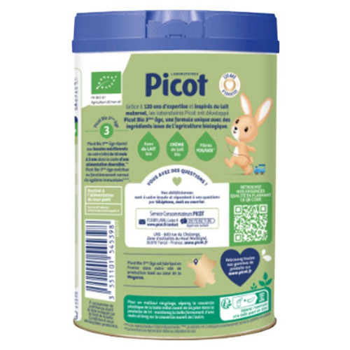 PICOT Lait Croissance Bio 800g - De 10 mois à 3 ans