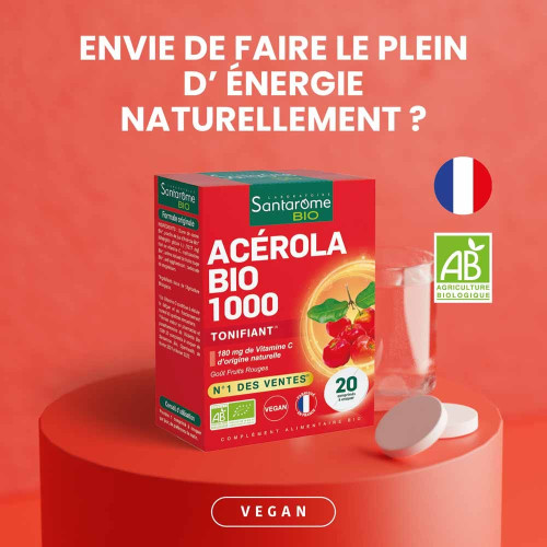Santarome Acérola Bio 1000 20 Comprimés - Boost Immunité