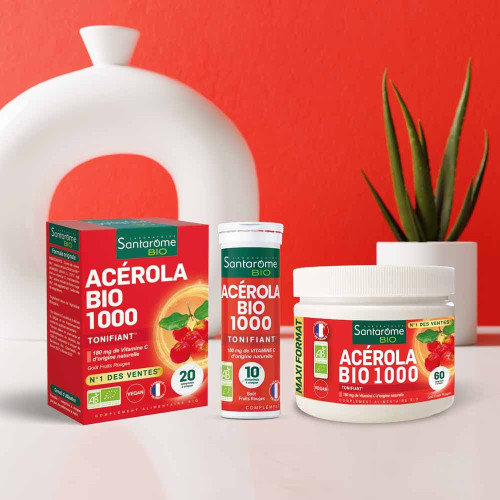 Santarome Acérola Bio 1000 20 Comprimés - Boost Immunité