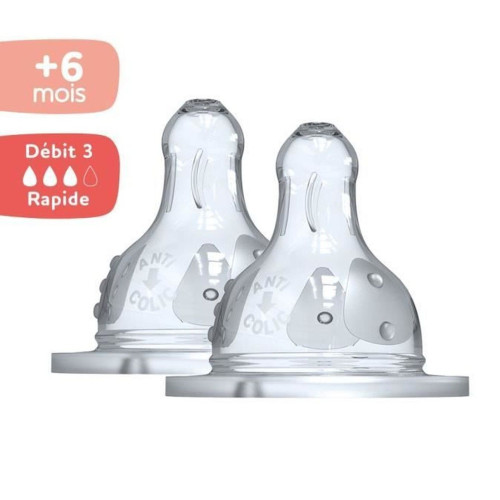 DODIE Tétines Silicone Large 6mois+ Débit 3 - Pack de 2