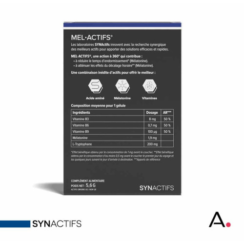 SynActifs Melagreen 15 Gélules - Sommeil Réparateur et Anti Jet-Lag