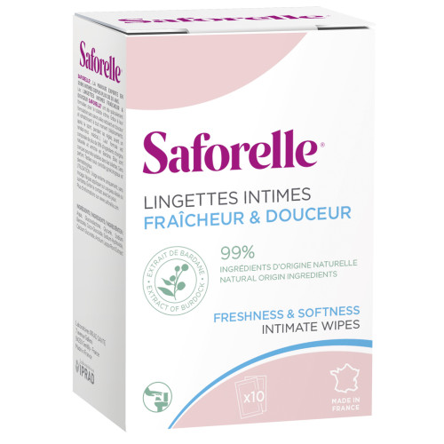 Saforelle Lingettes Intimes 10 unités - Fraîcheur et Douceur