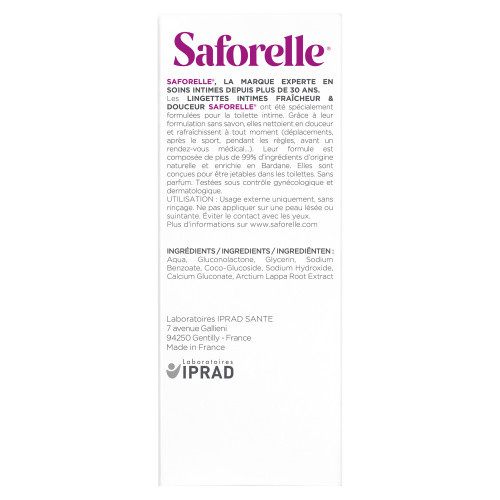 Saforelle Lingettes Intimes 10 unités - Fraîcheur et Douceur