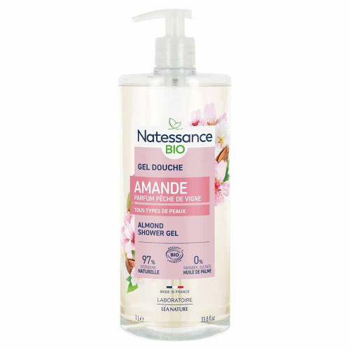 Gel Douche Amande Pêche de Vigne Natessance 1L - Douceur Végétale