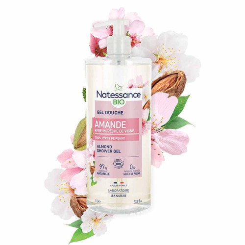 Gel Douche Amande Pêche de Vigne Natessance 1L - Douceur Végétale