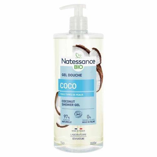 Natessance Gel Douche Eau de Coco 1000mL - Douceur Tropicale sur