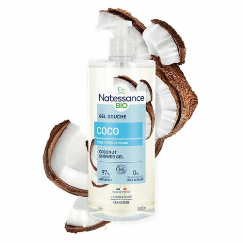 Natessance Gel Douche Eau de Coco 1000mL - Douceur Tropicale sur