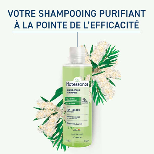 Shampooing Tea Tree Natessance 250ml - Purifie et revitalise