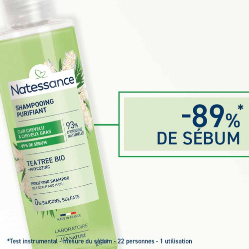 Shampooing Tea Tree Natessance 250ml - Purifie et revitalise