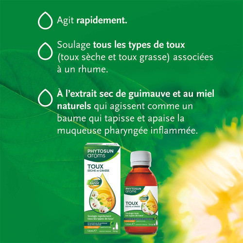 Phytosun Arôms Sirop Toux 120ml - Soulage Toux Sèche et Grasse