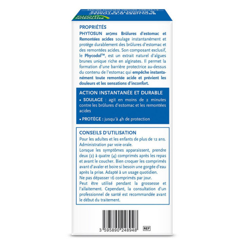 Phytosun Arôms Soulagement Brûlures Estomac 20 Comprimés