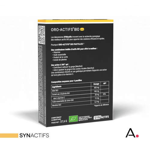 Synactifs Oro Actifs N.G.T 24 Pastilles - Adoucit et Apaise la Gorge