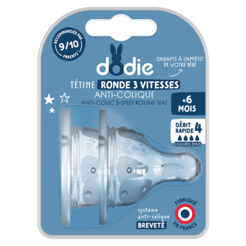 DODIE Tétines Rondes Anti-Colique 6 Mois+ 2 Unités