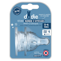 DODIE Tétine Initiation+ Ronde 2 Tétines - Anti-colique 6mois+