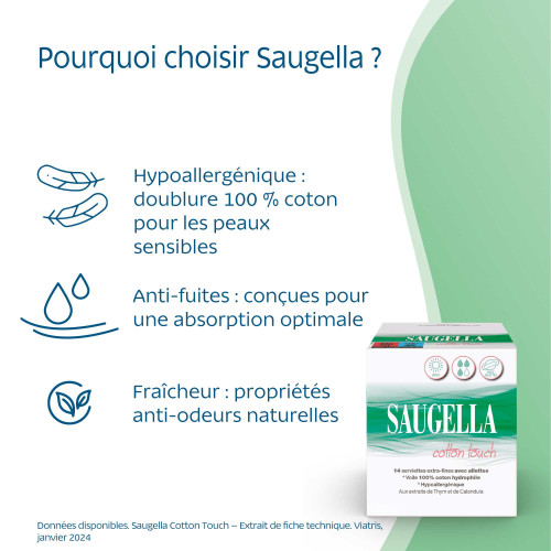 Saugella Cotton Touch Jour 28 Serviettes Confort Maximal