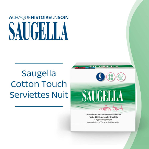 Saugella Cotton Touch Serviettes Nuit 24pcs - Confort et Fraîcheur