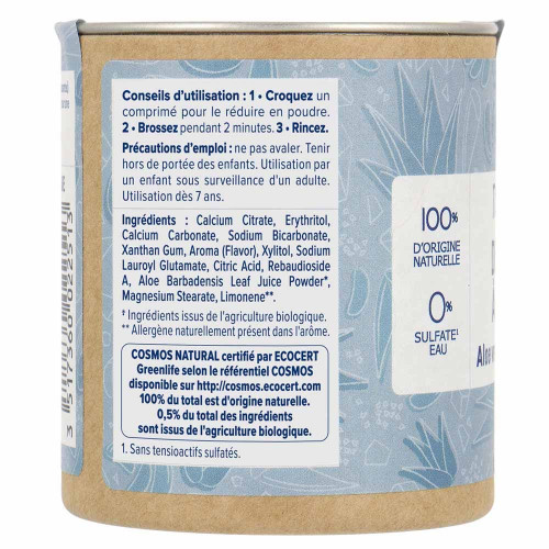 Natessance Dentifrice Croquer Aloé Vera 80 Comprimés - Blanchissant