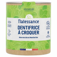 Natessance Dentifrice Croquer Aloé Vera Menthol 80 Comprimés - Haleine Fraîche, Dents Blanches