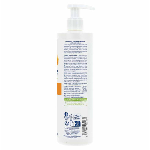 Natessance Lait Corps Miel Bio 400ml - Nourrit et Réconforte Peaux Sèches
