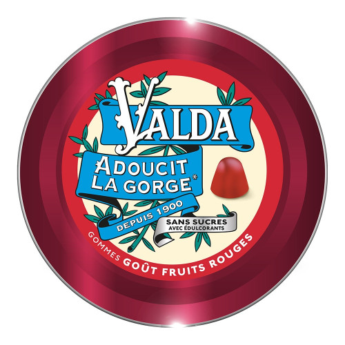 VALDA Pastilles Fruits Rouges Sans Sucres 1 Boite - Adoucit la Gorge