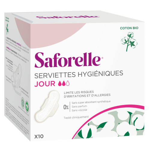 Saforelle Serviettes Extra-Fines x10 - Confort et Fraîcheur