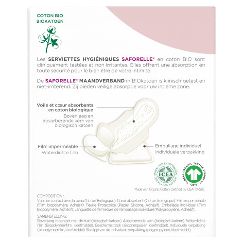Saforelle Serviettes Extra-Fines x10 - Confort et Fraîcheur