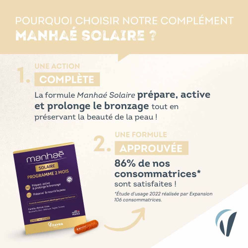 Manhaé Solaire 60 Gélules - Teint Hâlé et Peau Protégée