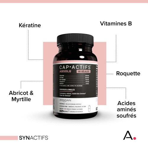 ARAGAN Synactifs CapActifs Absolu 180 Gélules - Pousse Cheveux Ongles