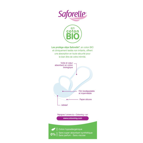Saforelle Protège-slips Bio Extra-Fins x30 - Confort et Sécurité