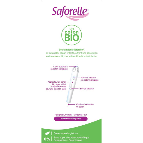 Saforelle Tampons Super x14 - Absorption Sécurisée Bio