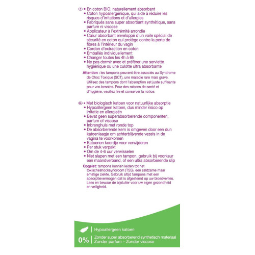 Saforelle Tampons Super x14 - Absorption Sécurisée Bio