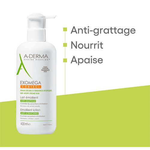 Exomega Control Lait Émollient 400ml - Apaise et Nourrit Peaux Sèches