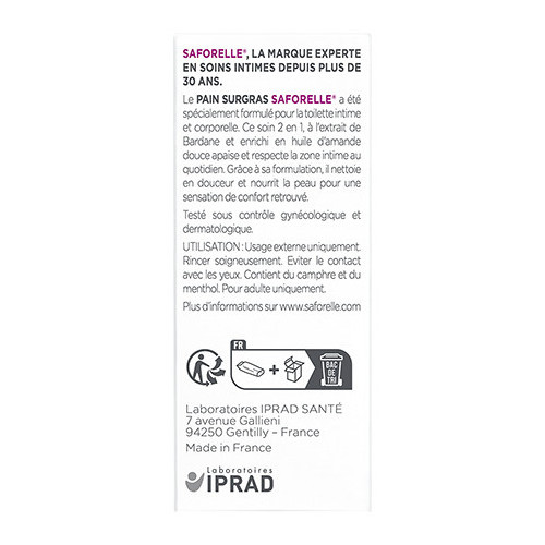 Saforelle Pain Surgras 100g - Douceur et Anti-Irritation
