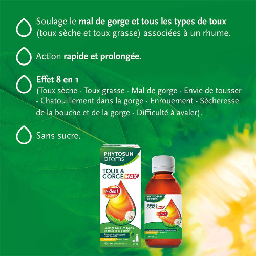 Phytosun Aroms Sirop Toux Gorge Max 100mL - Soulage et Apaise