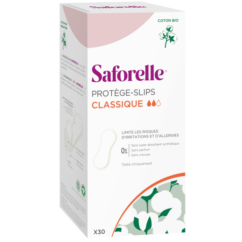Saforelle Protège-Slips Bio 30 - Absorption Sûre, Hypoallergénique
