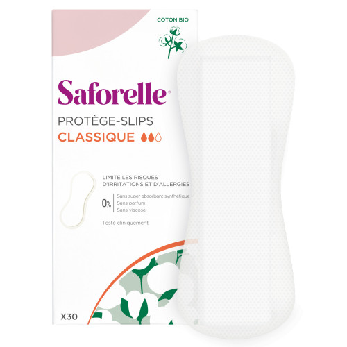 Saforelle Protège-Slips Bio 30 - Absorption Sûre, Hypoallergénique