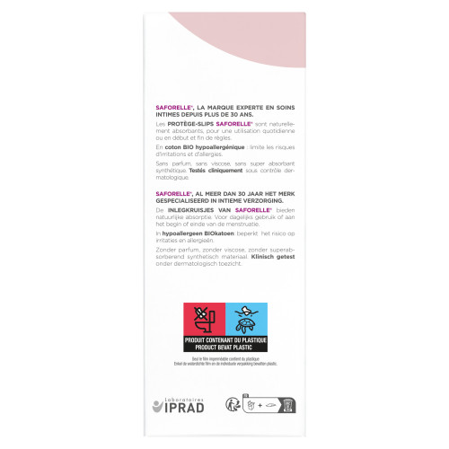 Saforelle Protège-Slips Bio 30 - Absorption Sûre, Hypoallergénique