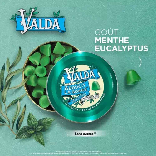 Valda Gommes Menthe Eucalyptus 140g - Adoucit la Gorge